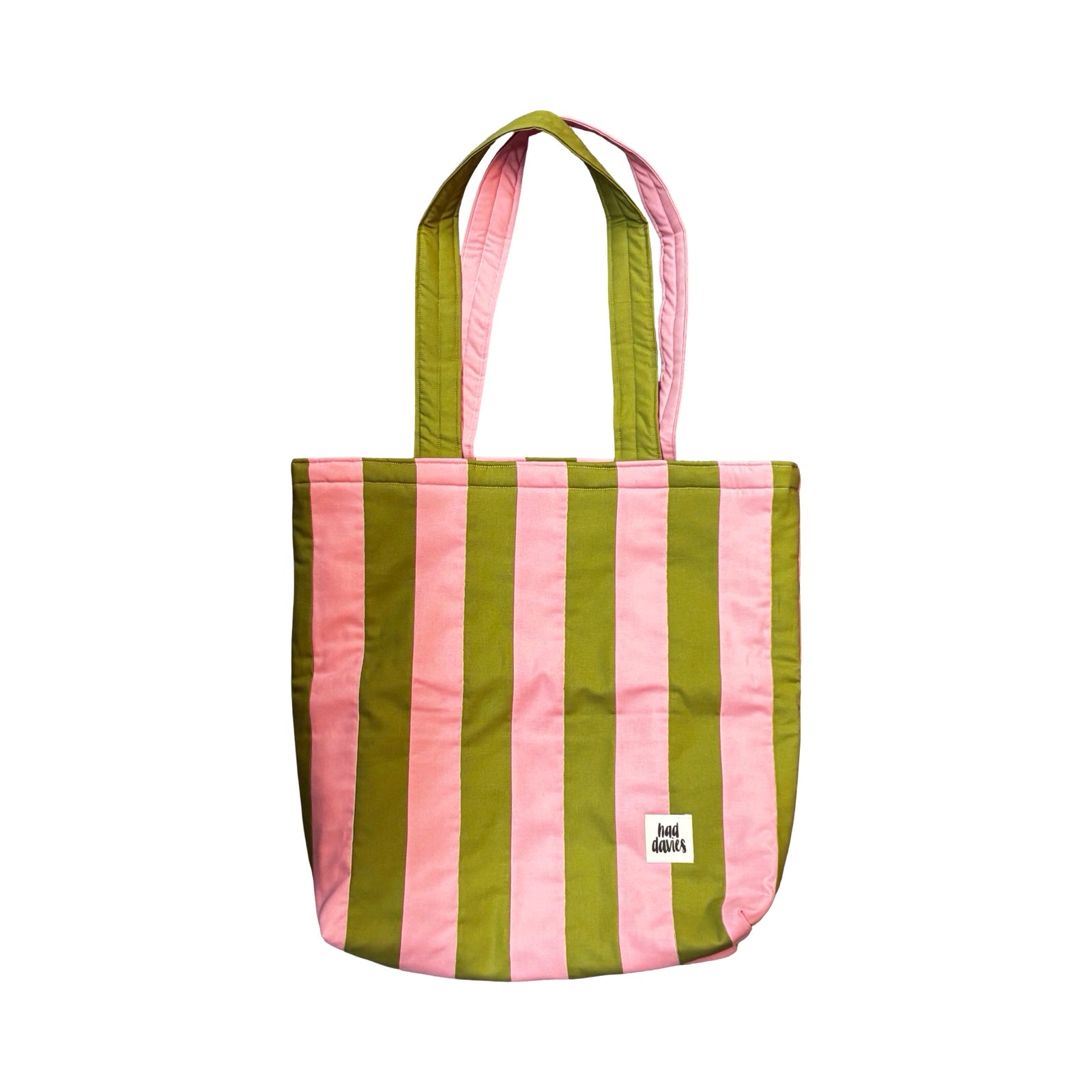 Pink and Green Stripe Tote Bag