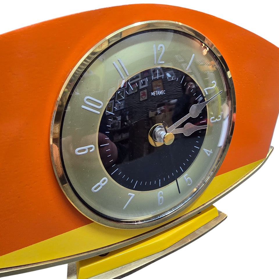 Metamec Clock Upcycled Orange & Yellow