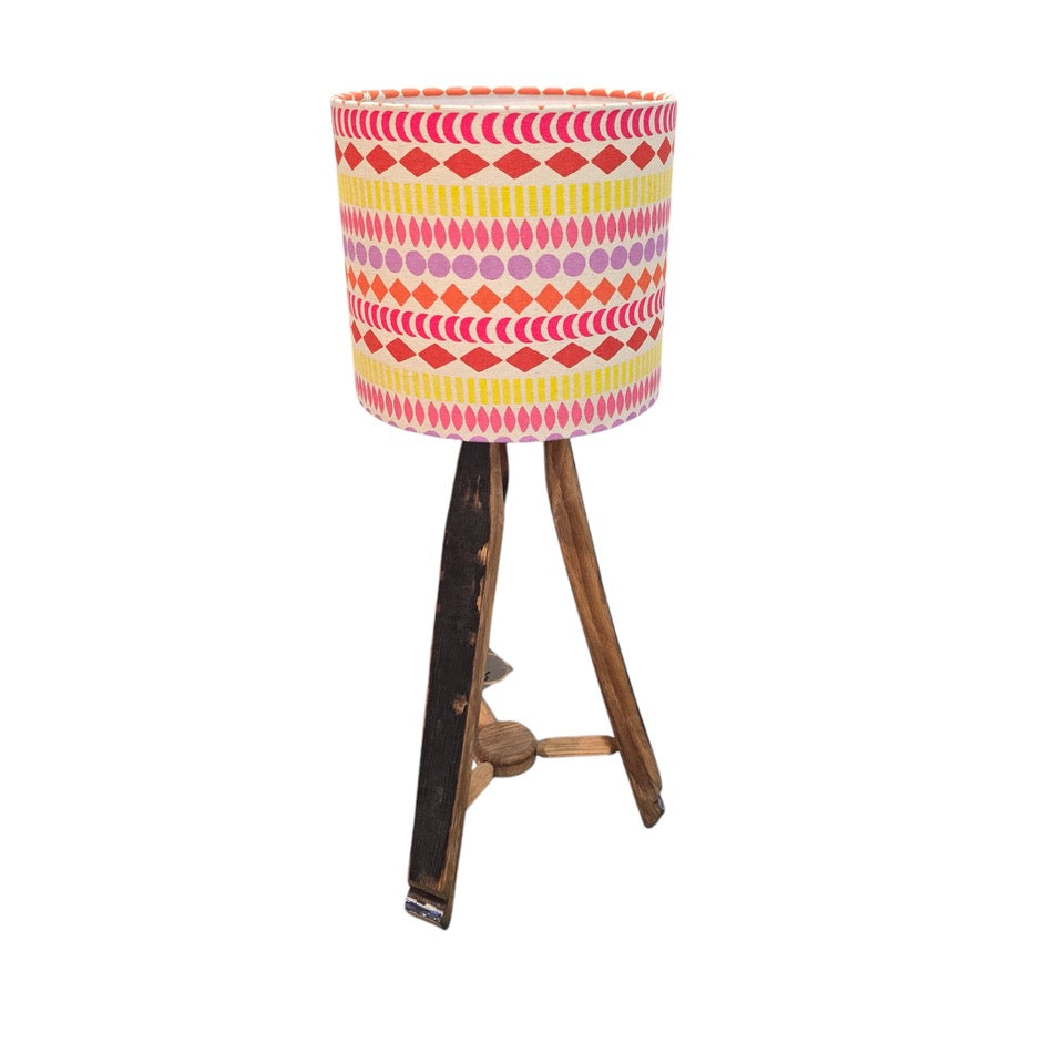 Wooden Barrel Tripod Lamp Base