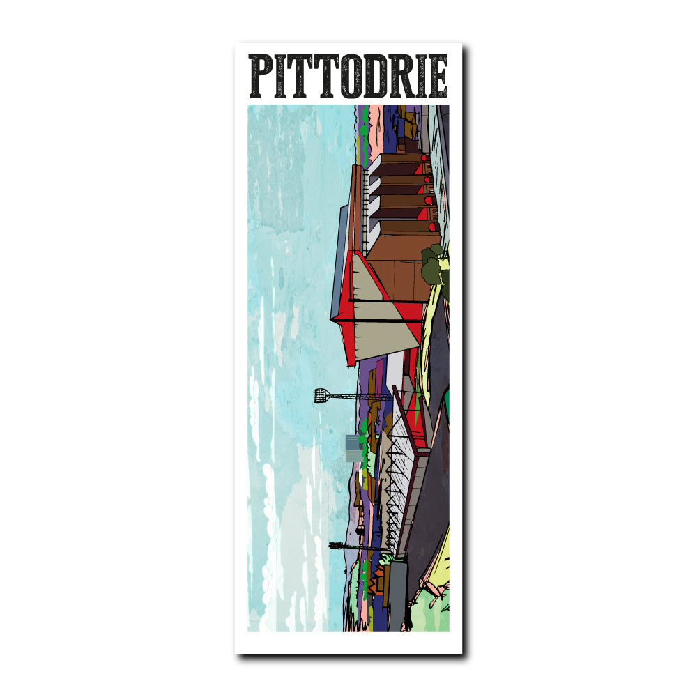 Bookmark featuring a panoramic landscape illustration of Pittodrie, Aberdeen.