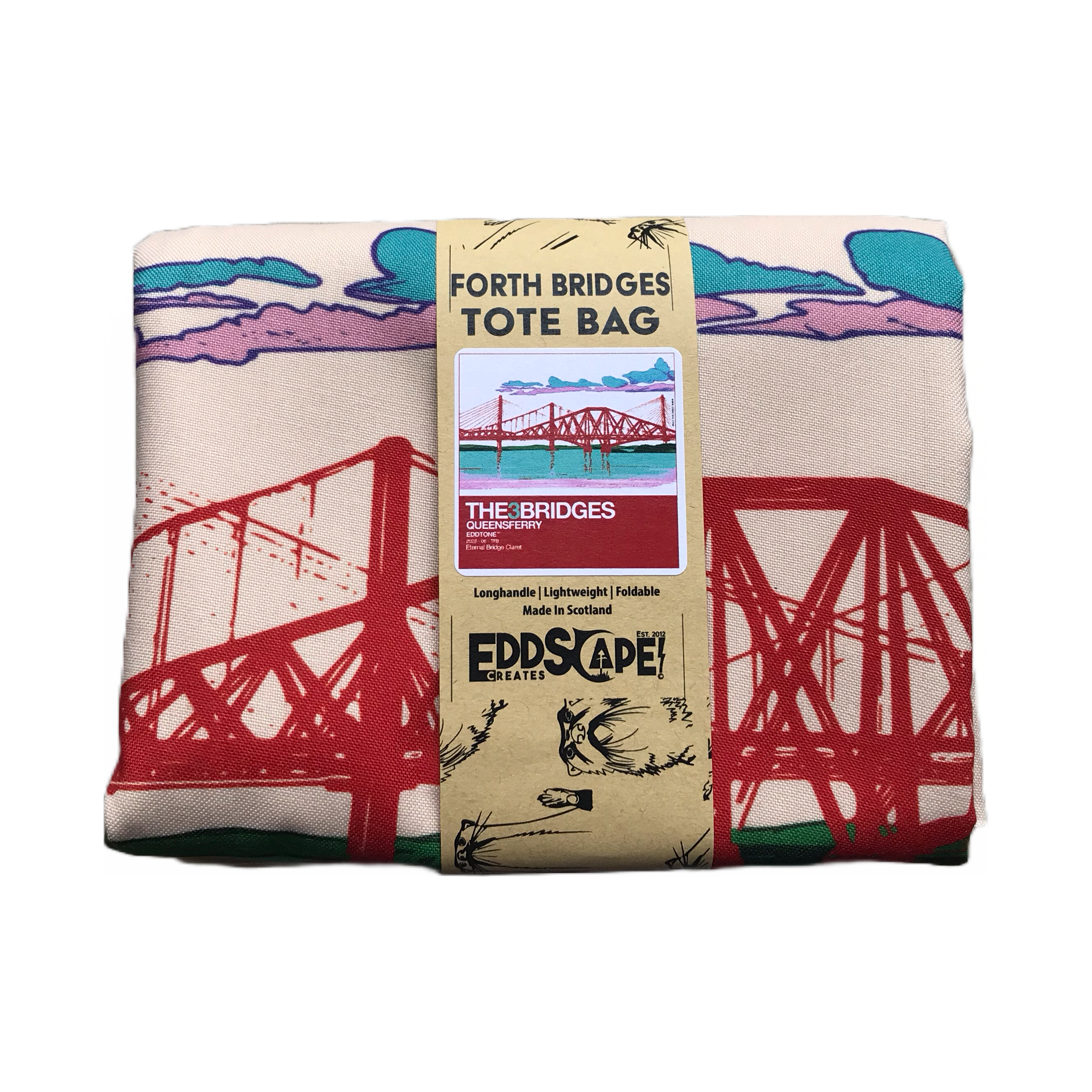 Bridge, the Forth Road Bridge and the Queensferry Crossing. Designed as part of the 'Eddtone' collection.
Designed by Eddscape and printed in the UK.