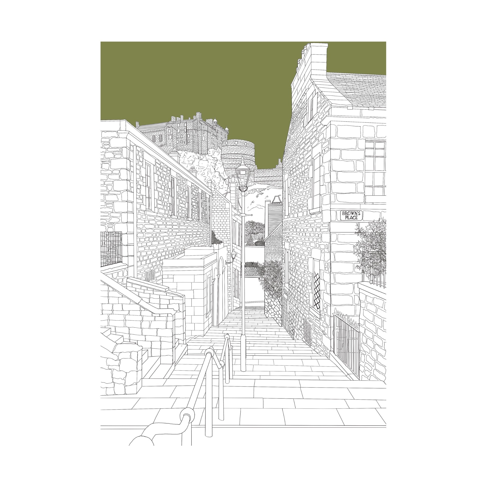 Vennel Steps Edinburgh Green Art Print