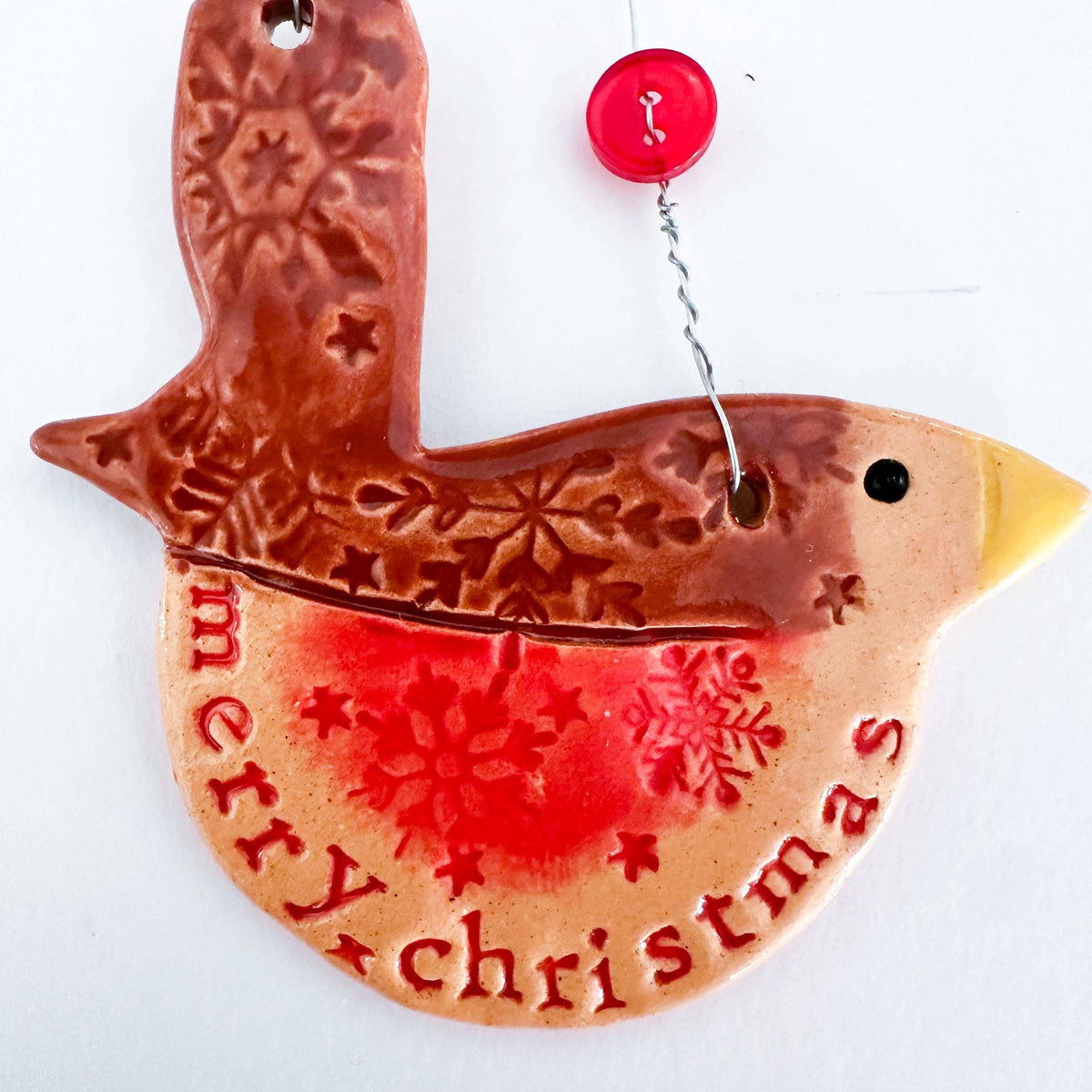 Merry Christmas Robin Ceramic Decoration