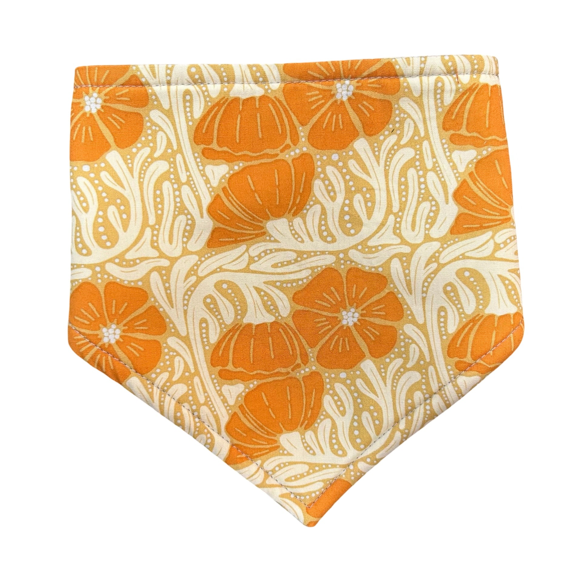 Baby bandana bib ib orange pansy fabric