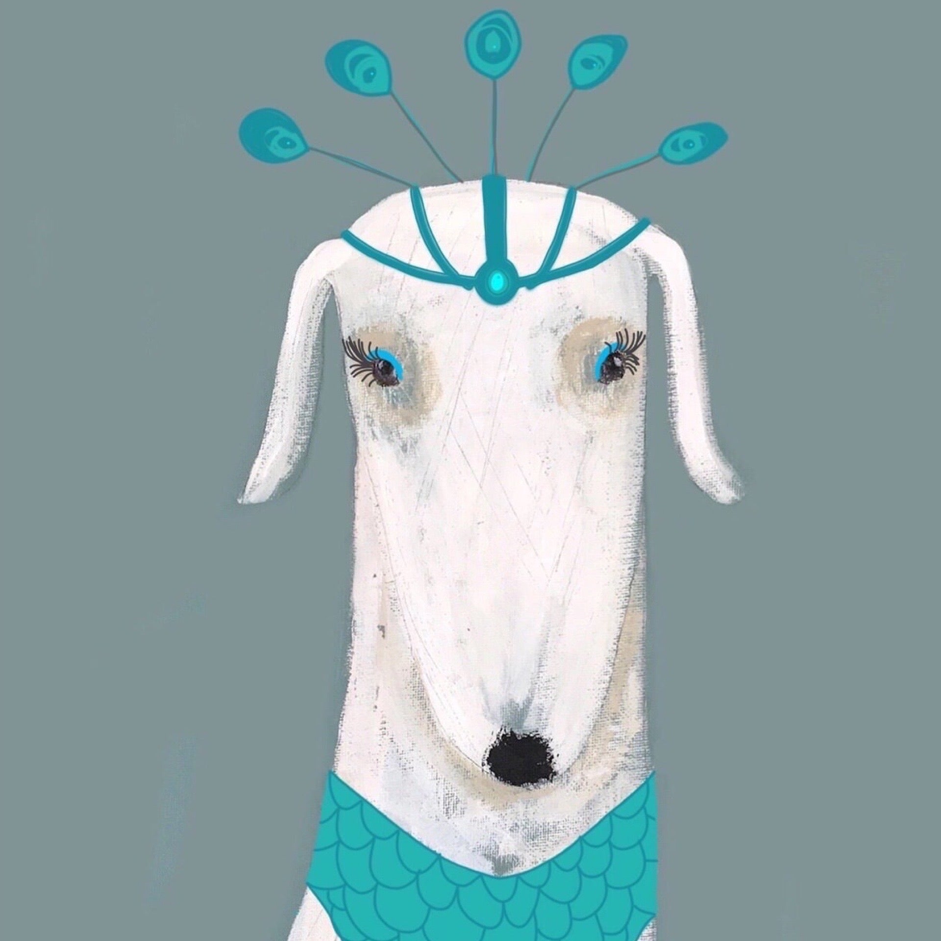 A3 poster print of loveable Besty the Showgirl dog.