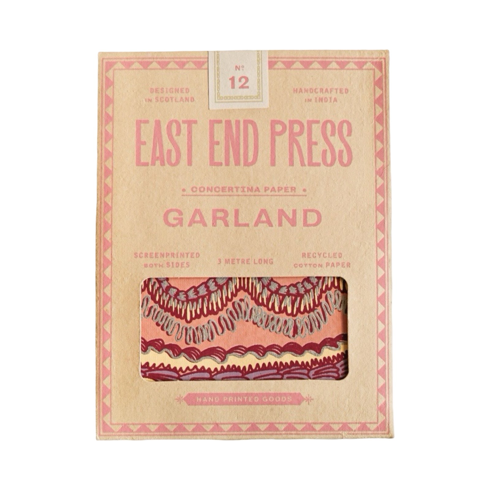 Packaged product from East End Press with decorative design and text on a beige background.