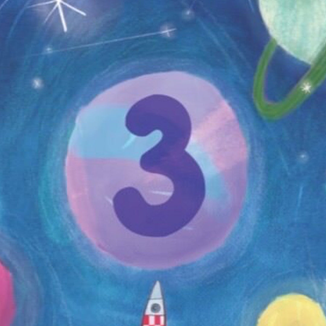3rd Birthday Card in Space with Rockets and Planets.