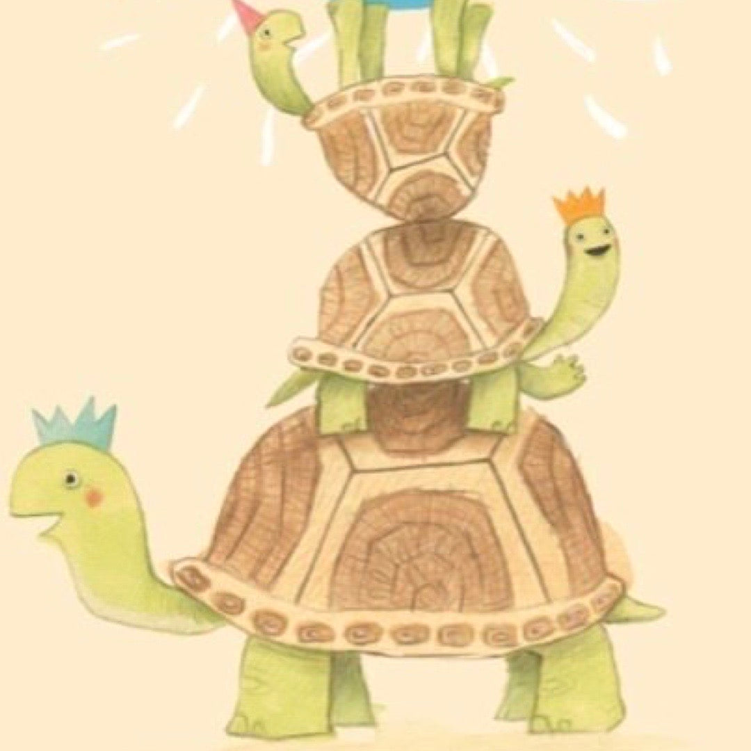 3rd Birthday Card with an illustration of three turtles holding up the number 3.