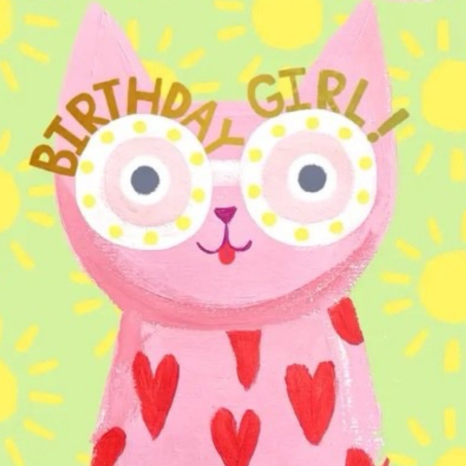 Birthday cat card close up.