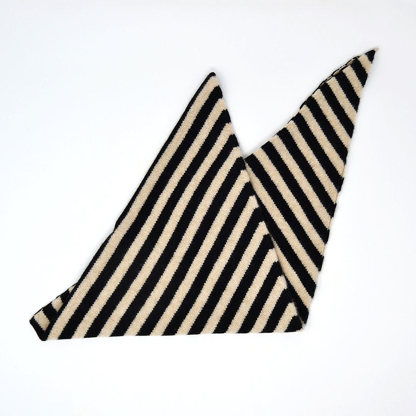 Black and beige striped neckerchief on a white background.