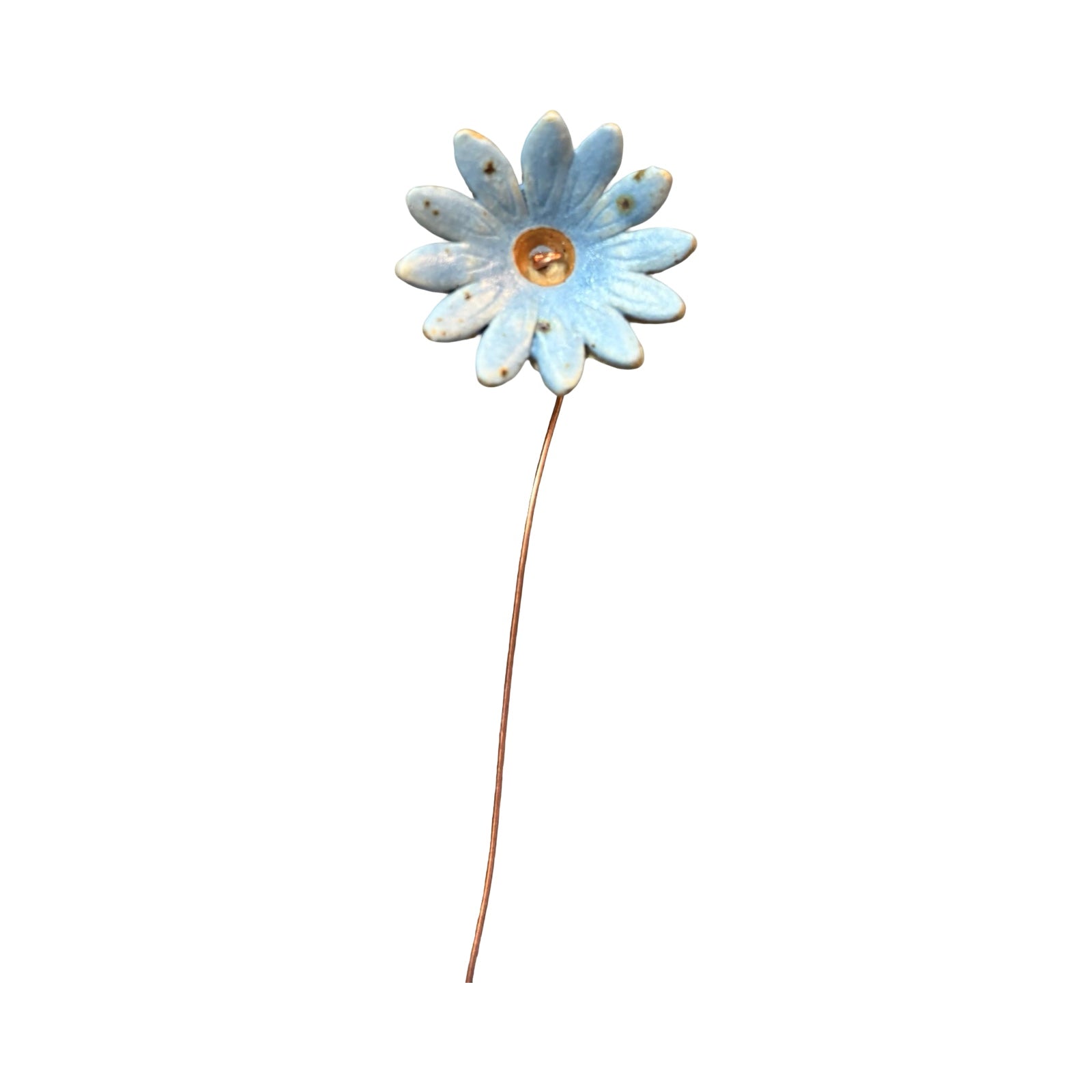 Ceramic flower bud stems handmade from British clay and painted in a pastel glaze and finished with a copper wire stem.