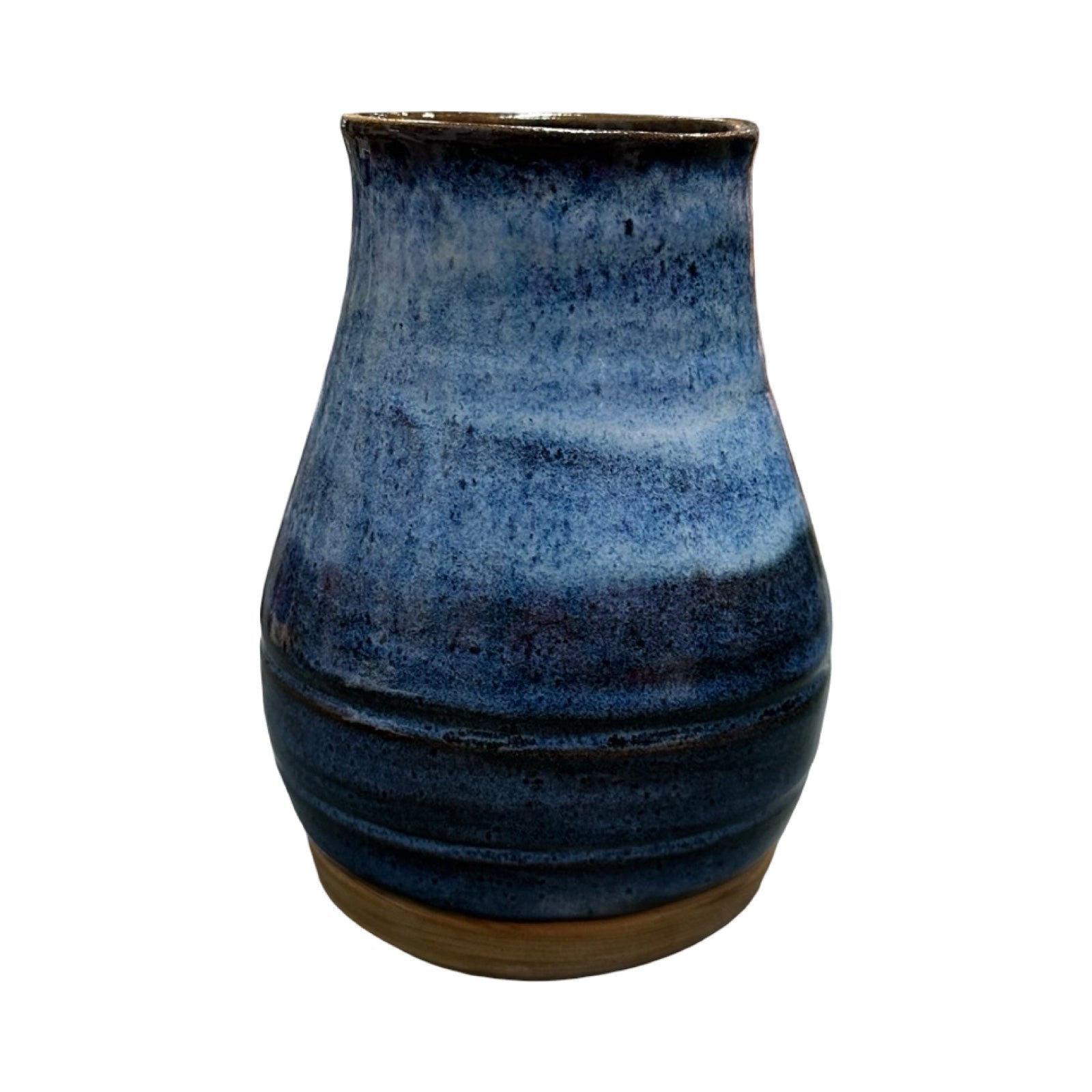 Blue ceramic vase on a white background.