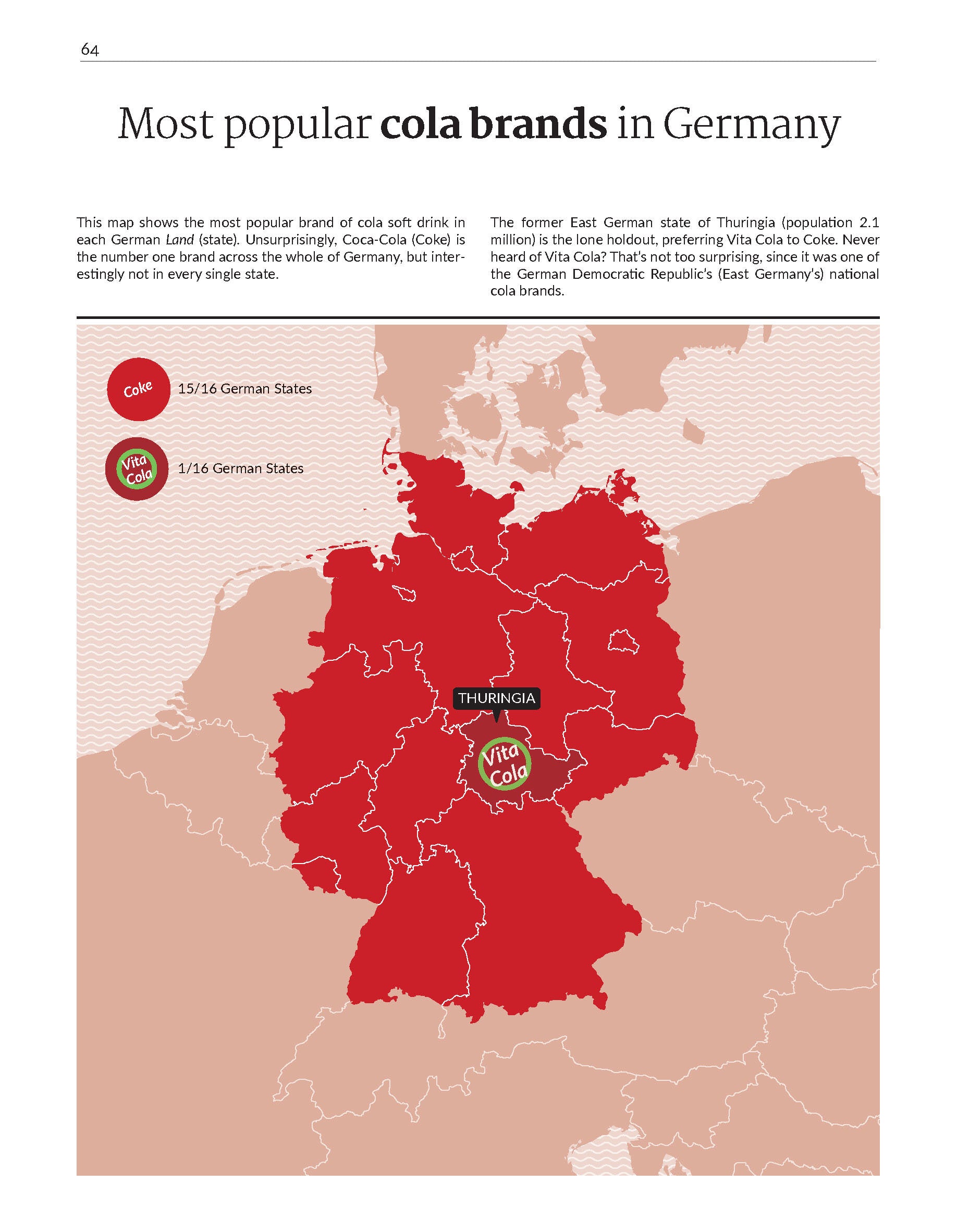 An inside page of the brilliant maps book showing the most popular cols brands in Germany