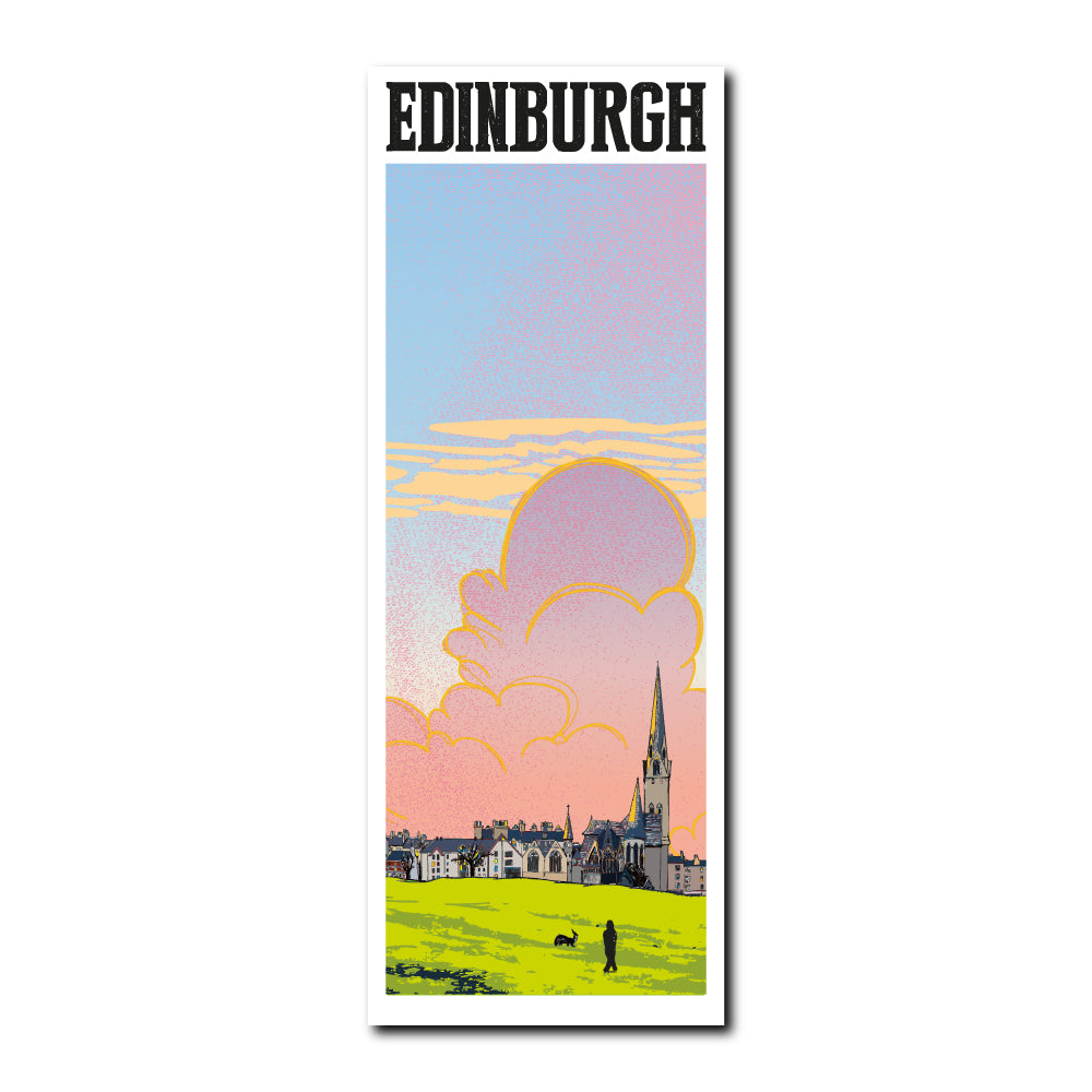 Bookmark featuring a panoramic landscape illustration of the Dean Bridge, Edinburgh