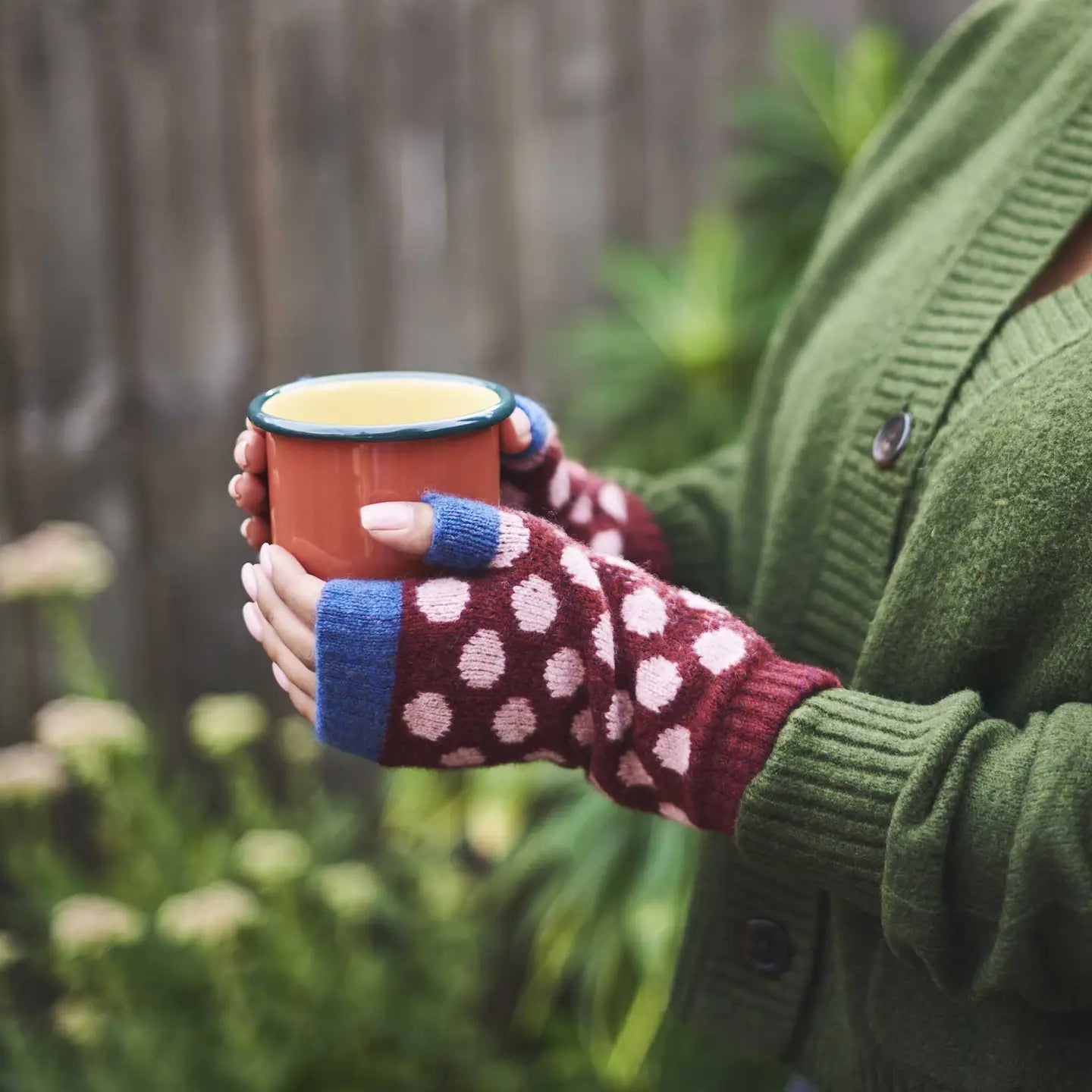 Spotty Women's Lambswool Wrist Warmers