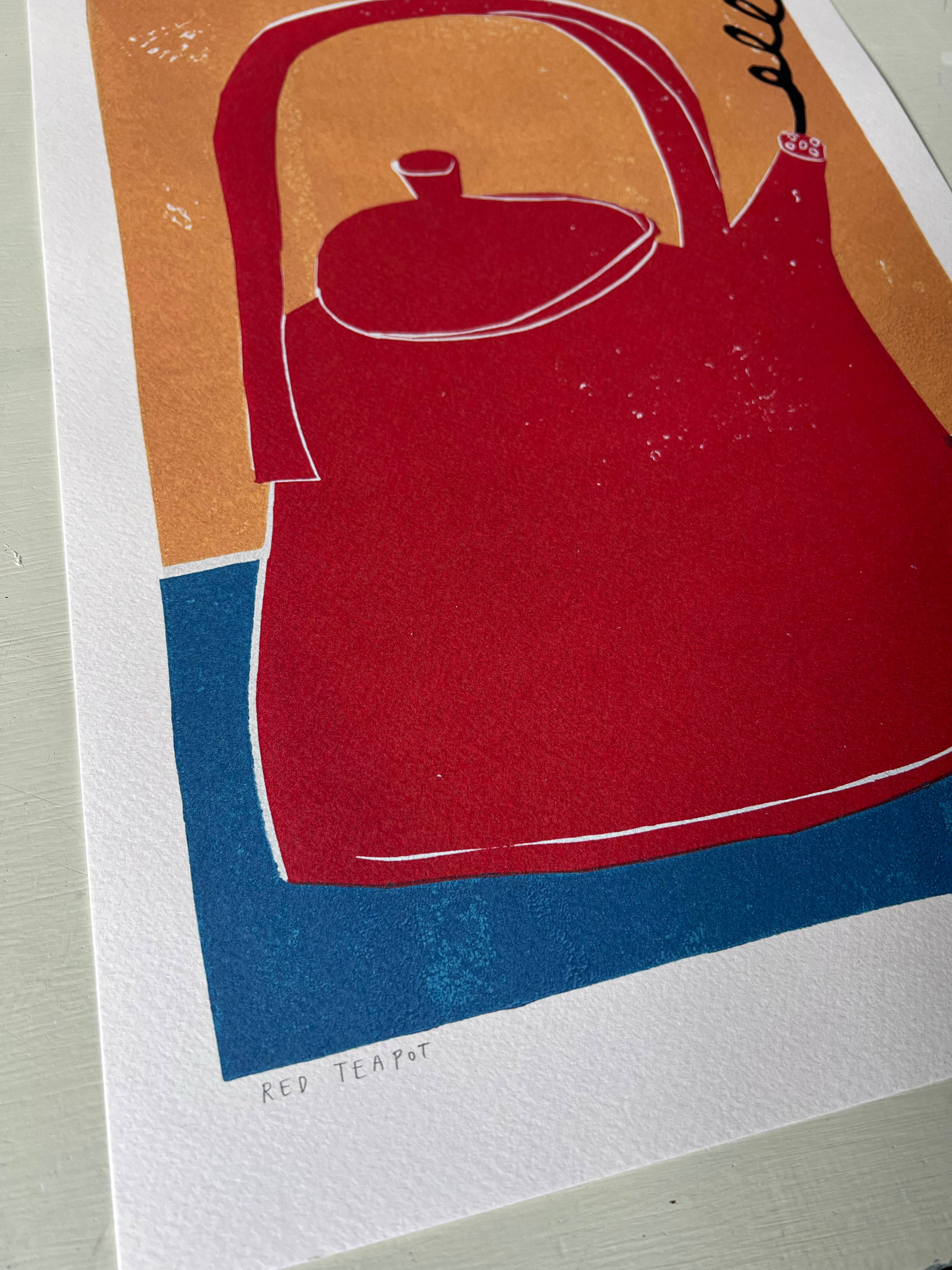 Red Teapot Print