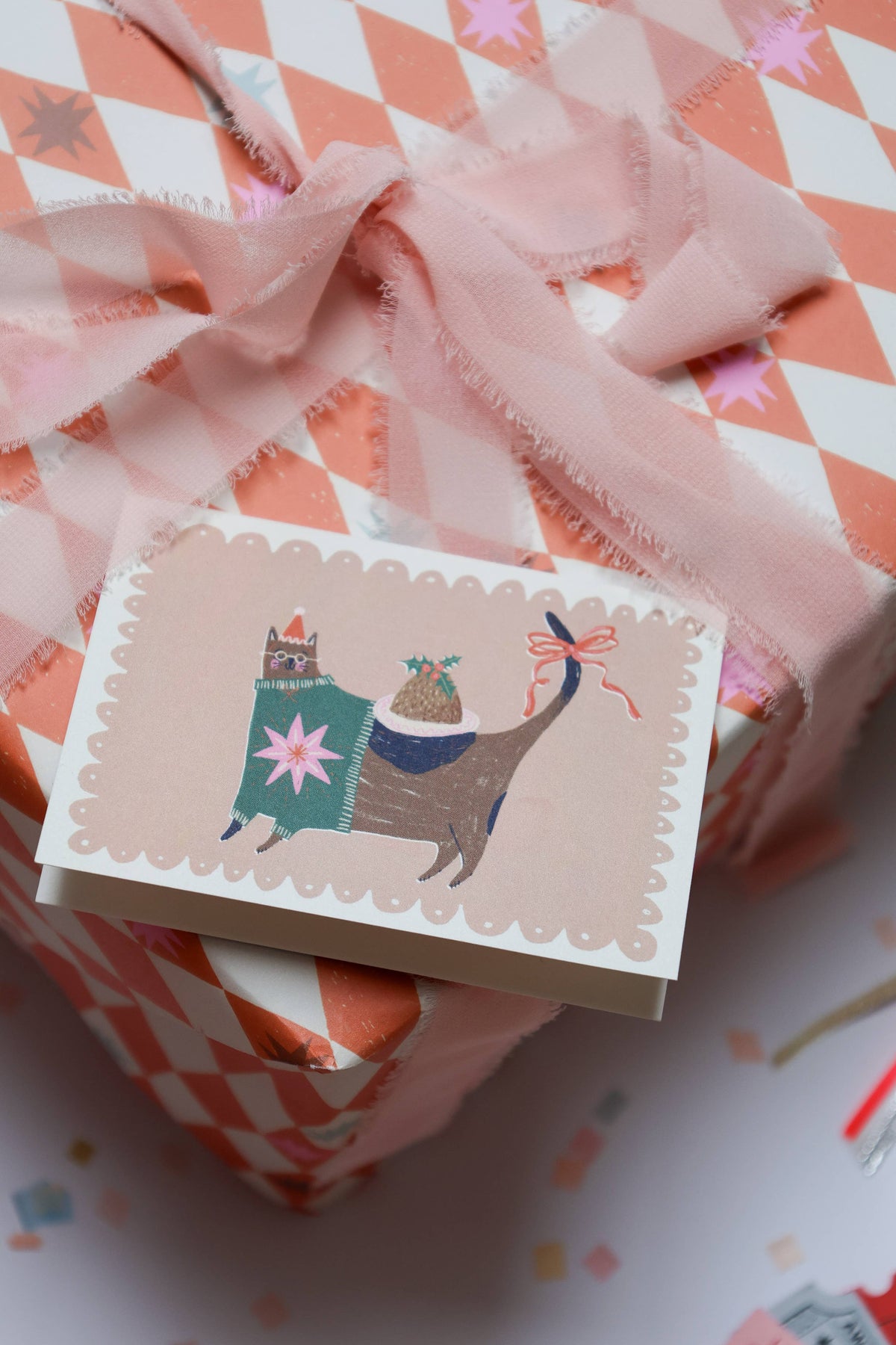 Festive Cat Mini Christmas Card