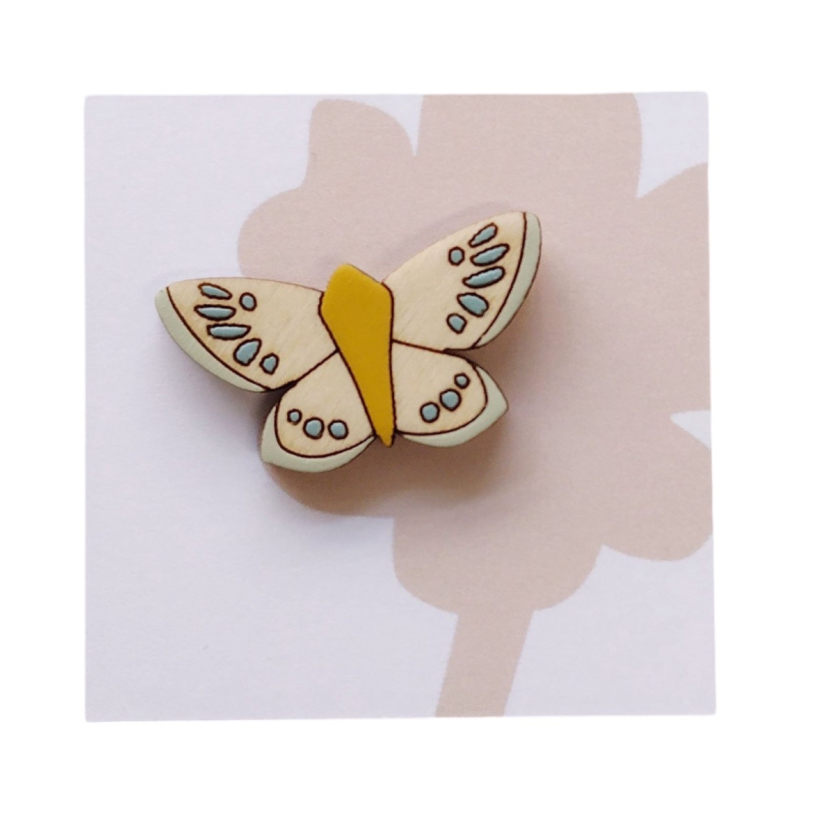 Chalkhill Blue Butterfly Wooden Brooch