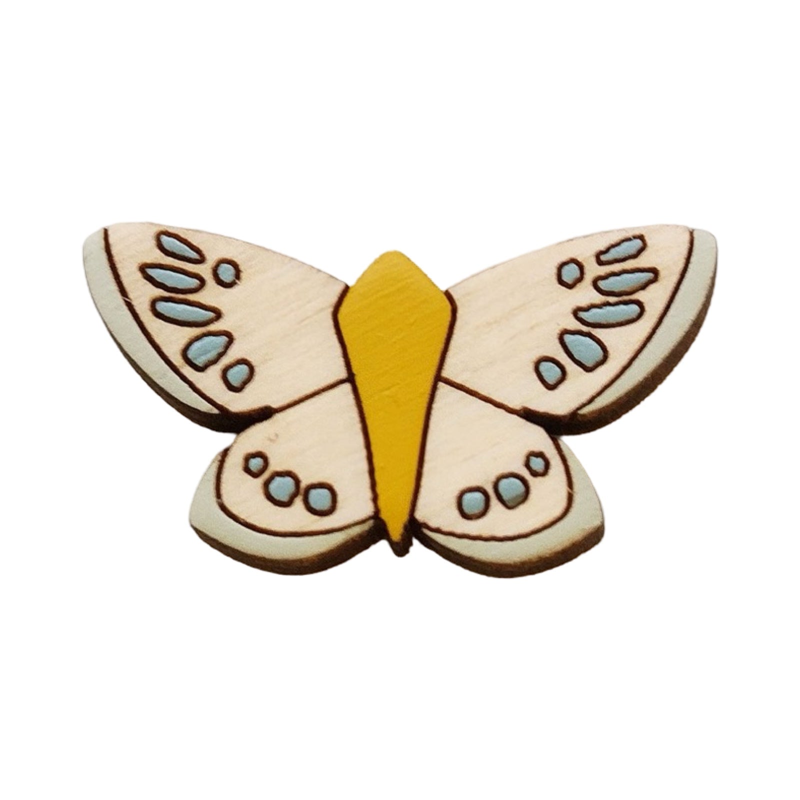 Chalkhill Blue Butterfly Wooden Brooch