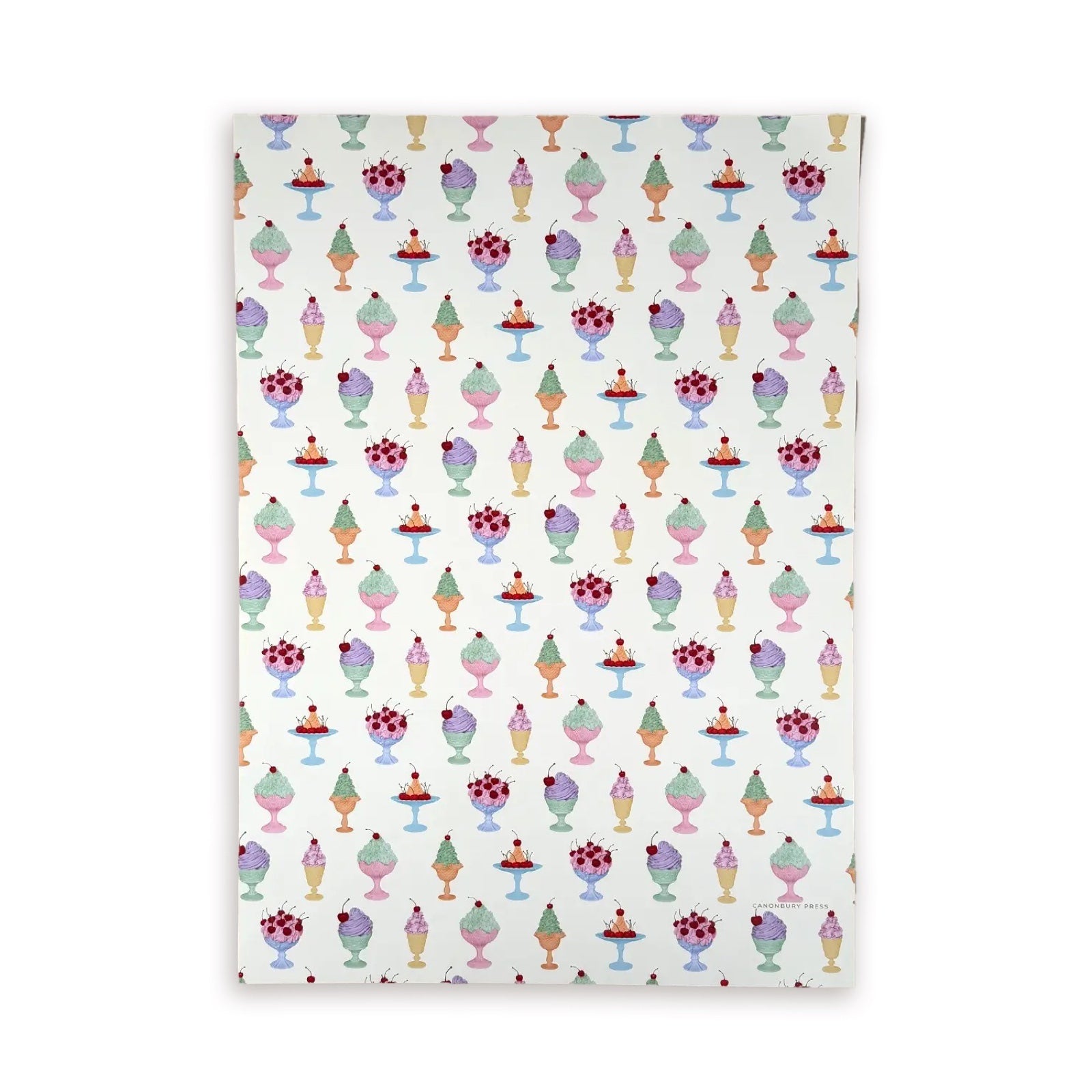 Patterned paper with chantilly creams design on a white background.