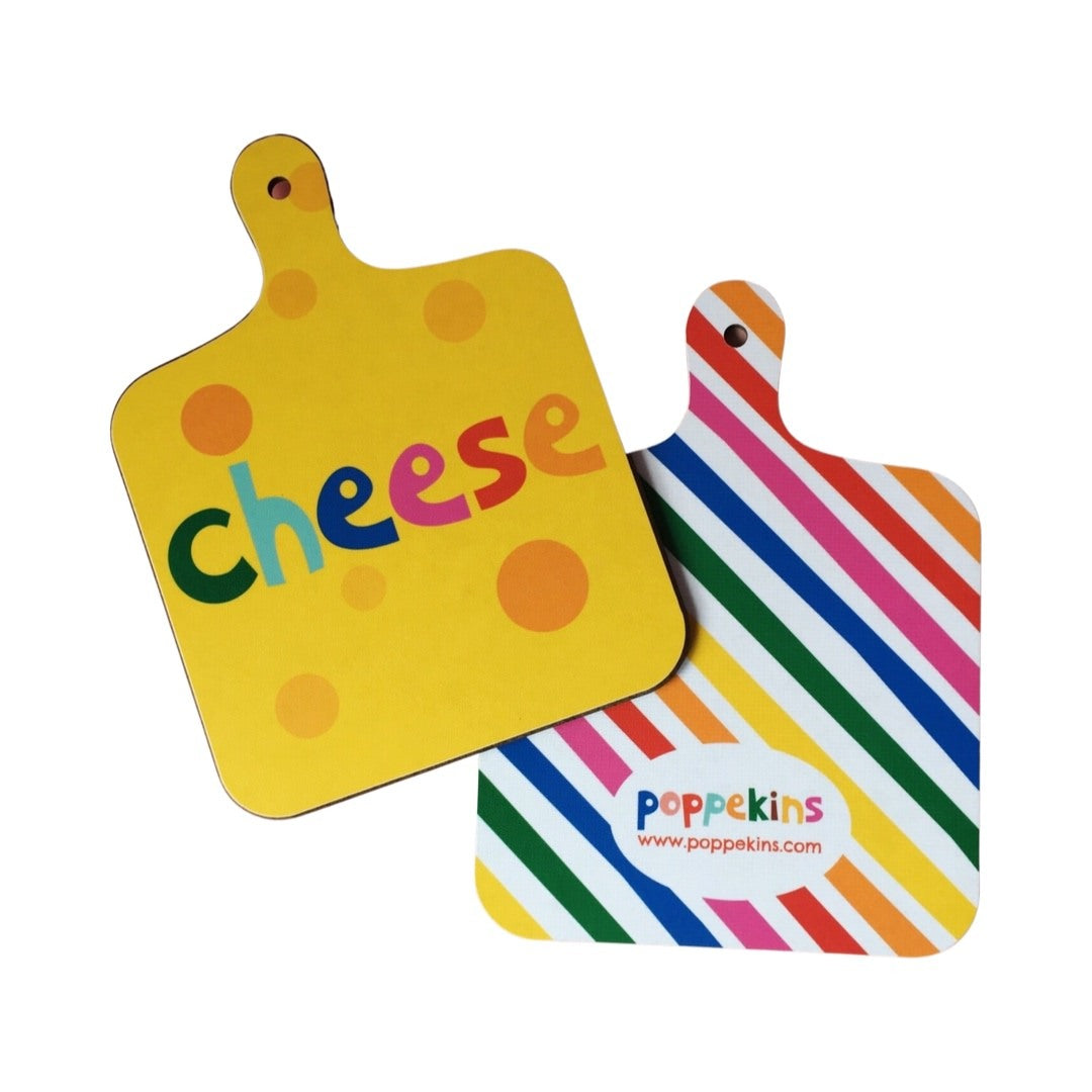 The front and back of the cheese chopping board.