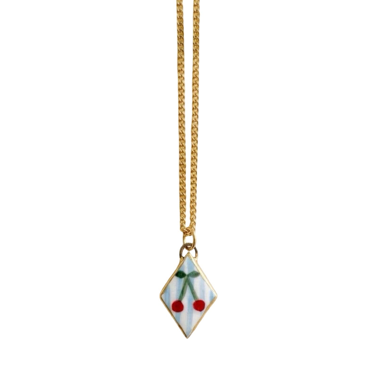 Cherries Ceramic Charm Necklace