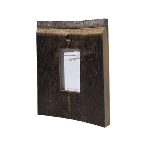 The Chime frame is handmade from the ends of the whisky barrel staves and can be freestanding or wall-mounted. 