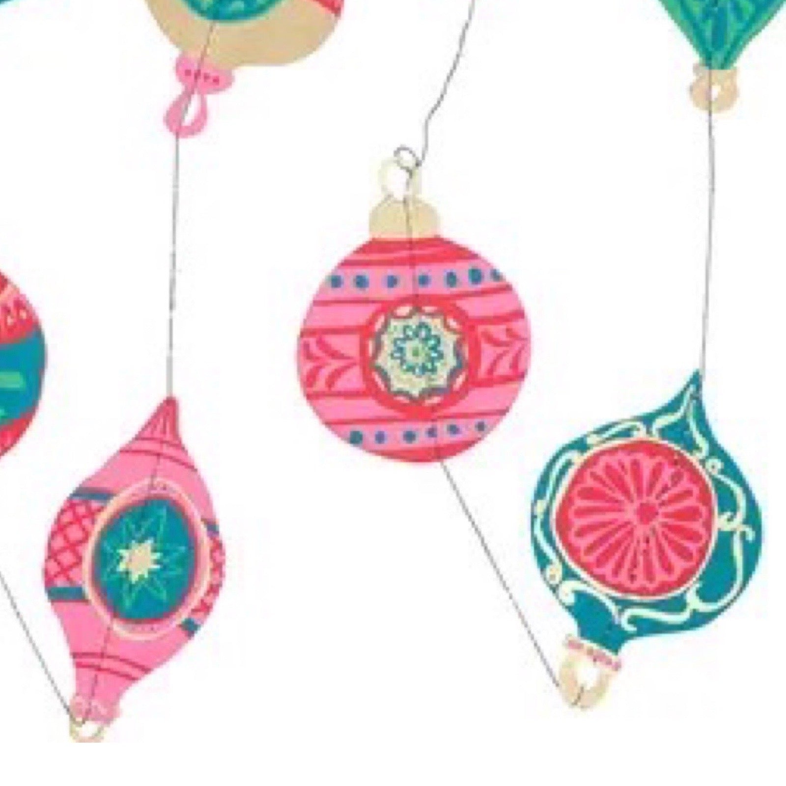 Colourful decorative ornaments with intricate patterns on a white background.