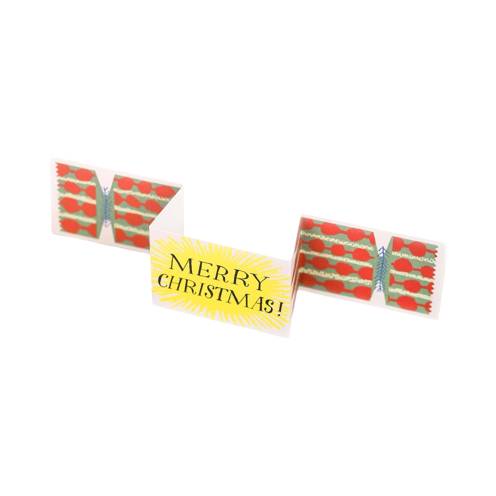 Christmas card in a cracker design on a white background.
