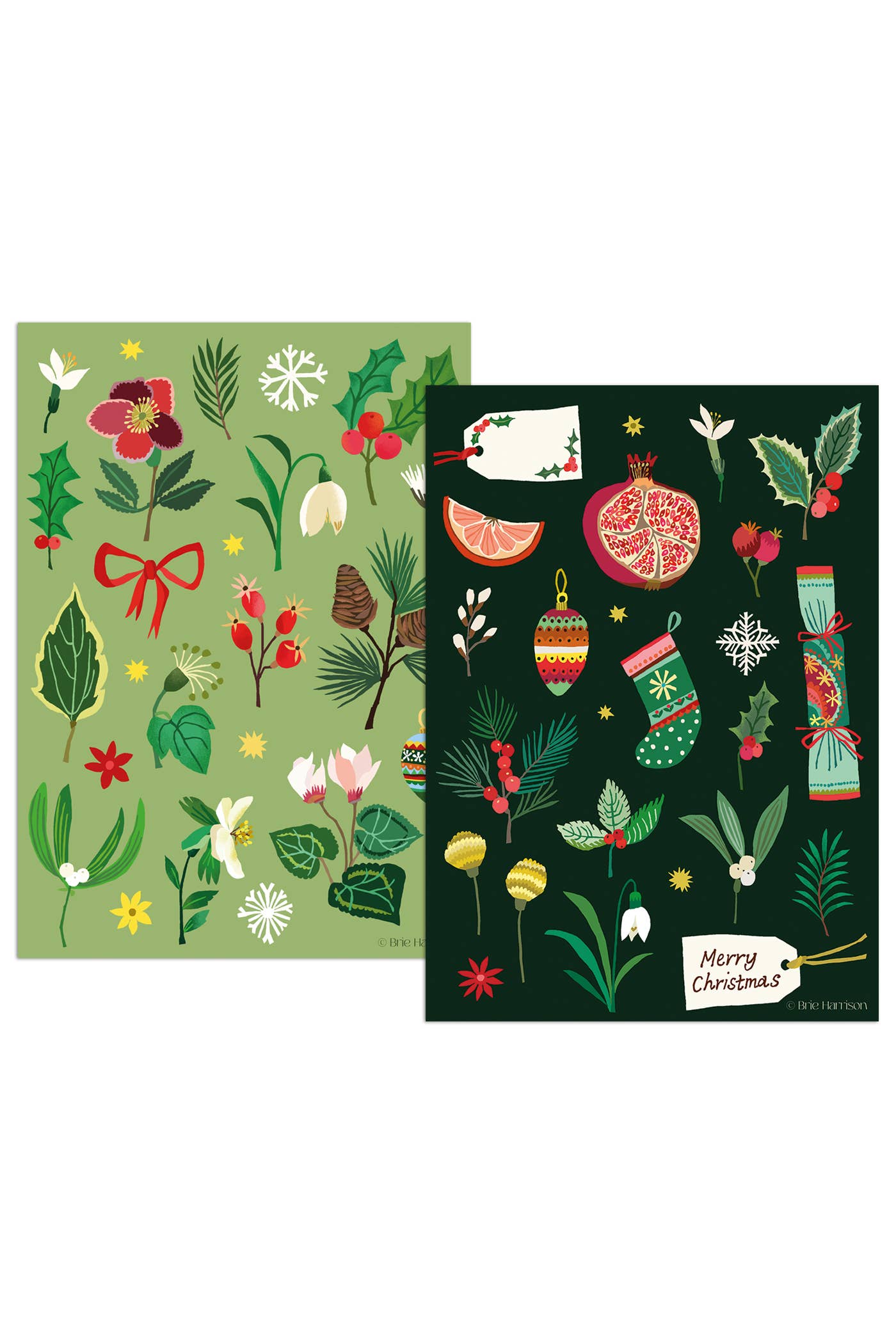 Two Christmas-themed sticker sheets with festive designs on a white background.