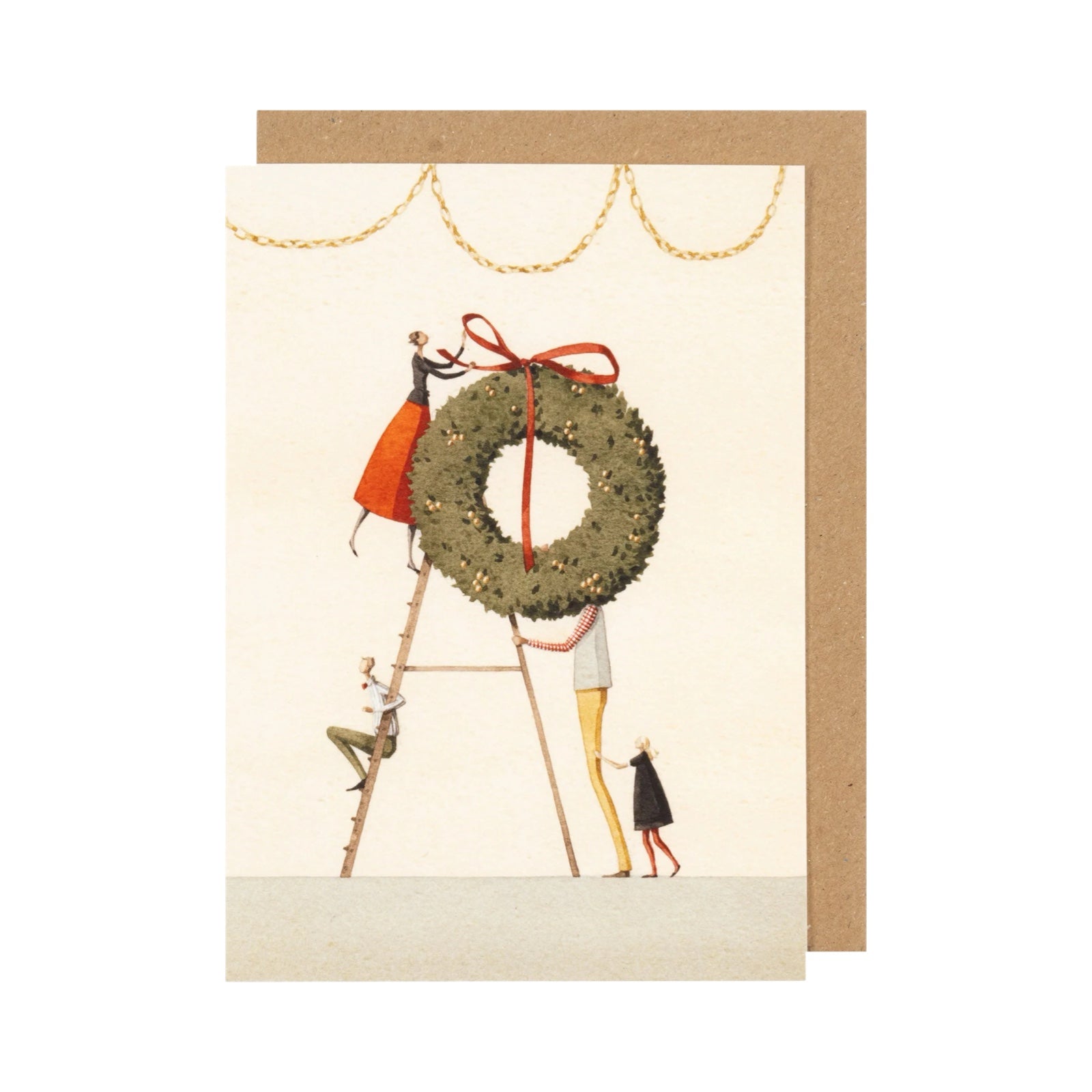 Christmas Wreath and Present Pile Christmas Card Pack