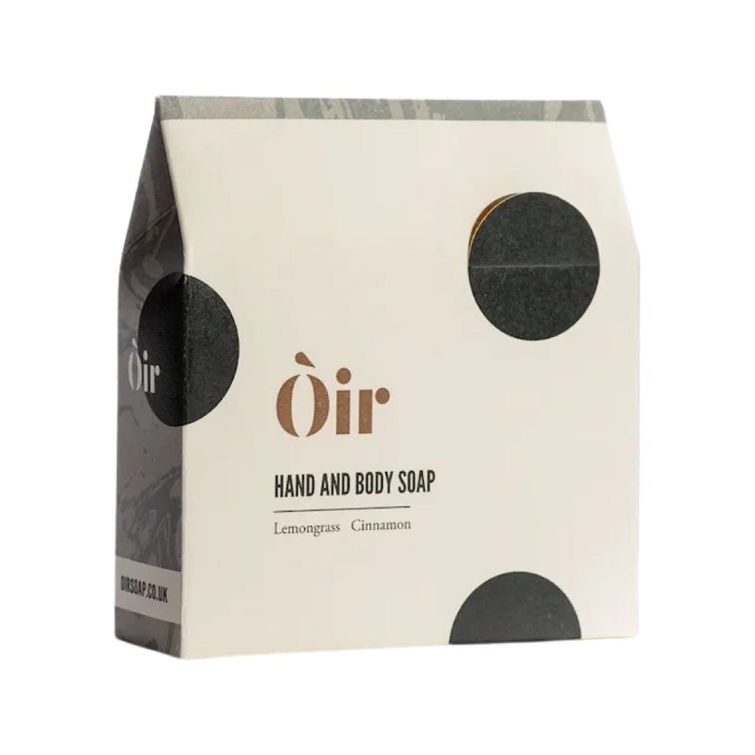 Luxury cinnamon and lemongrass hand and body soap with a warm and fresh aroma.