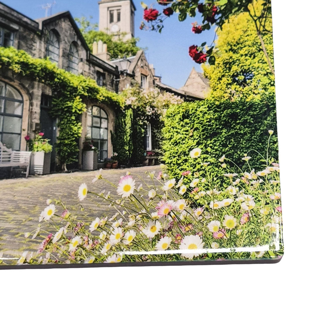 An image of Circus Lane Edinburgh on a ceramic coaster. 