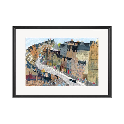 High quality giclée print of an original artwork of Cockburn Street, Edinburgh.