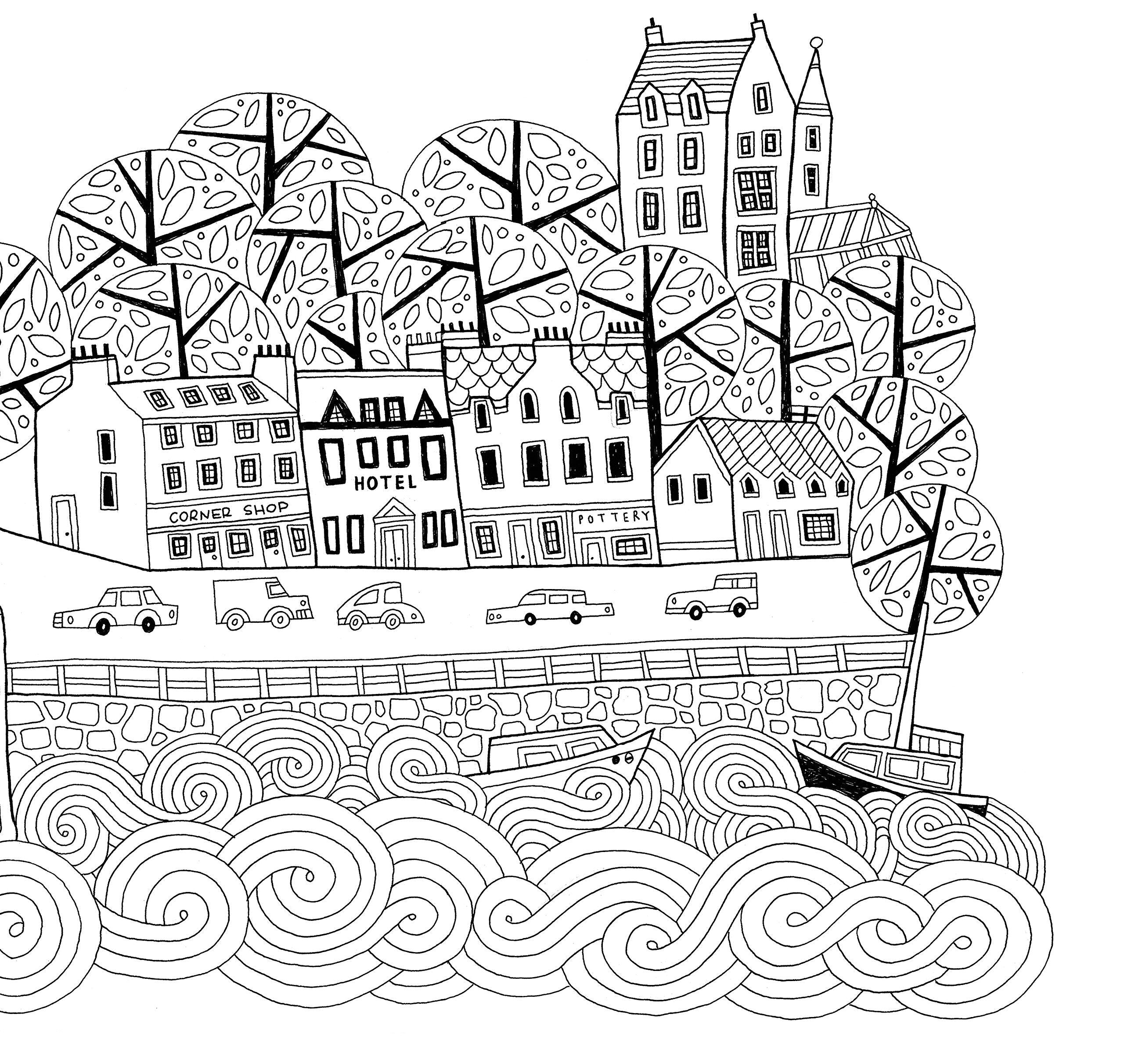 A page from the colouring book of Scotland of Tobermory