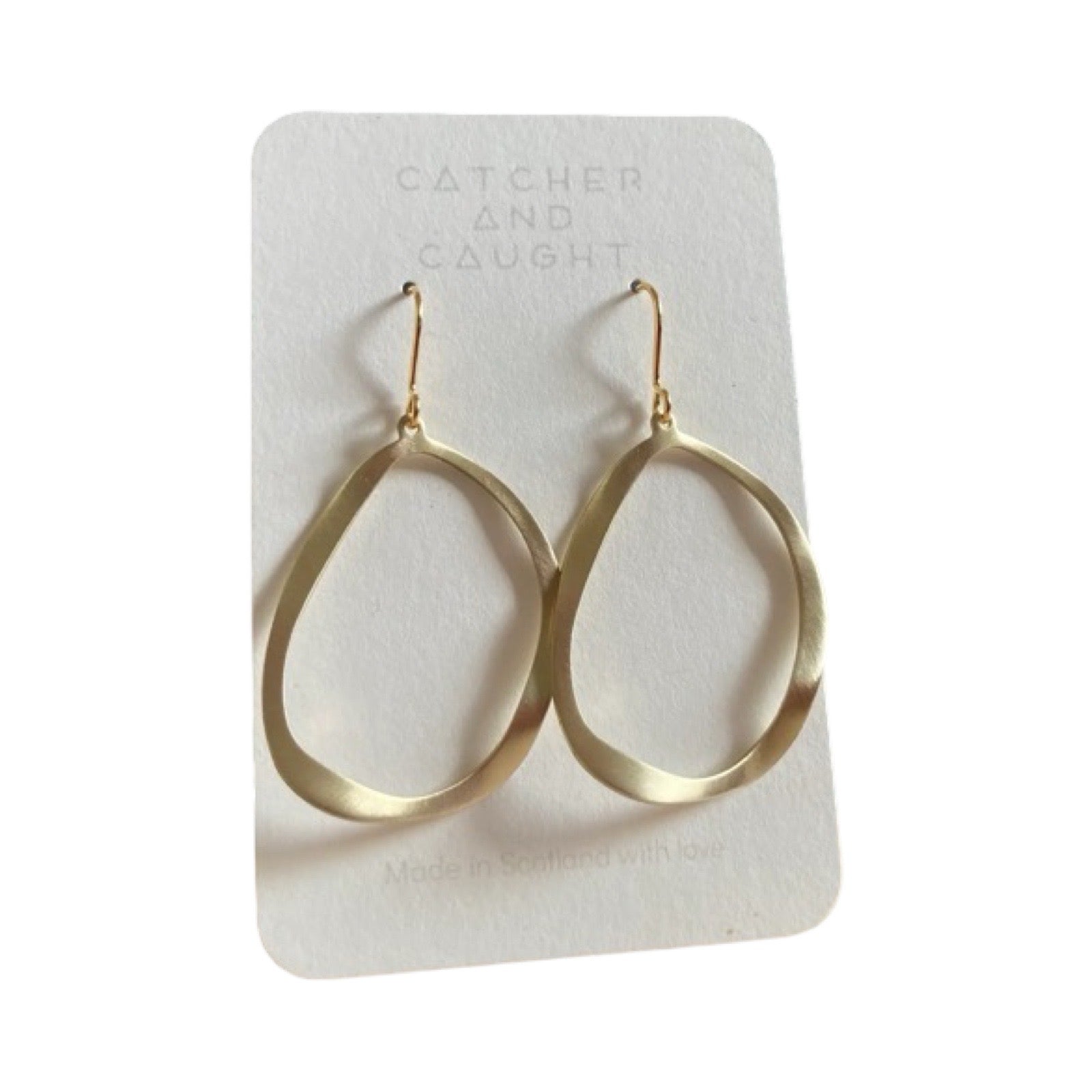 Cora brass hoop earrings. Brass hoops with gold plated ear hooks.