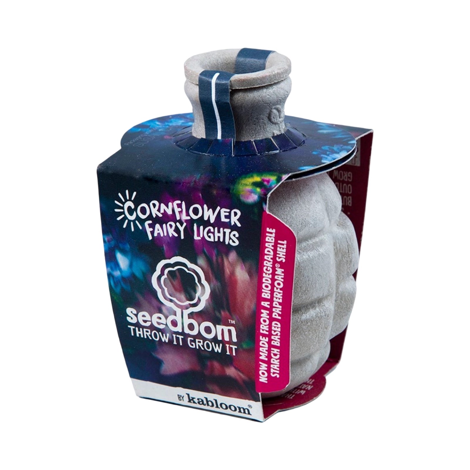 Cornflower fairy lights packaging with 'seedbom' branding on a white background.