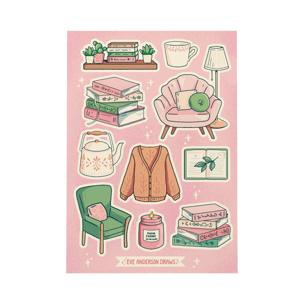 Cosy Reading Sticker Sheet | Independent Gift Shop Edinburgh
