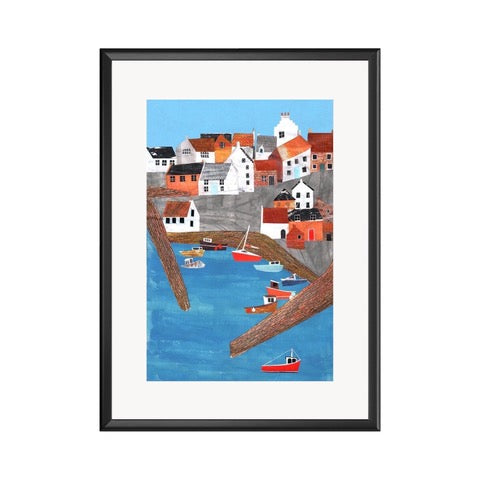 Print of an original artwork featuring Crail Harbour, Fife.