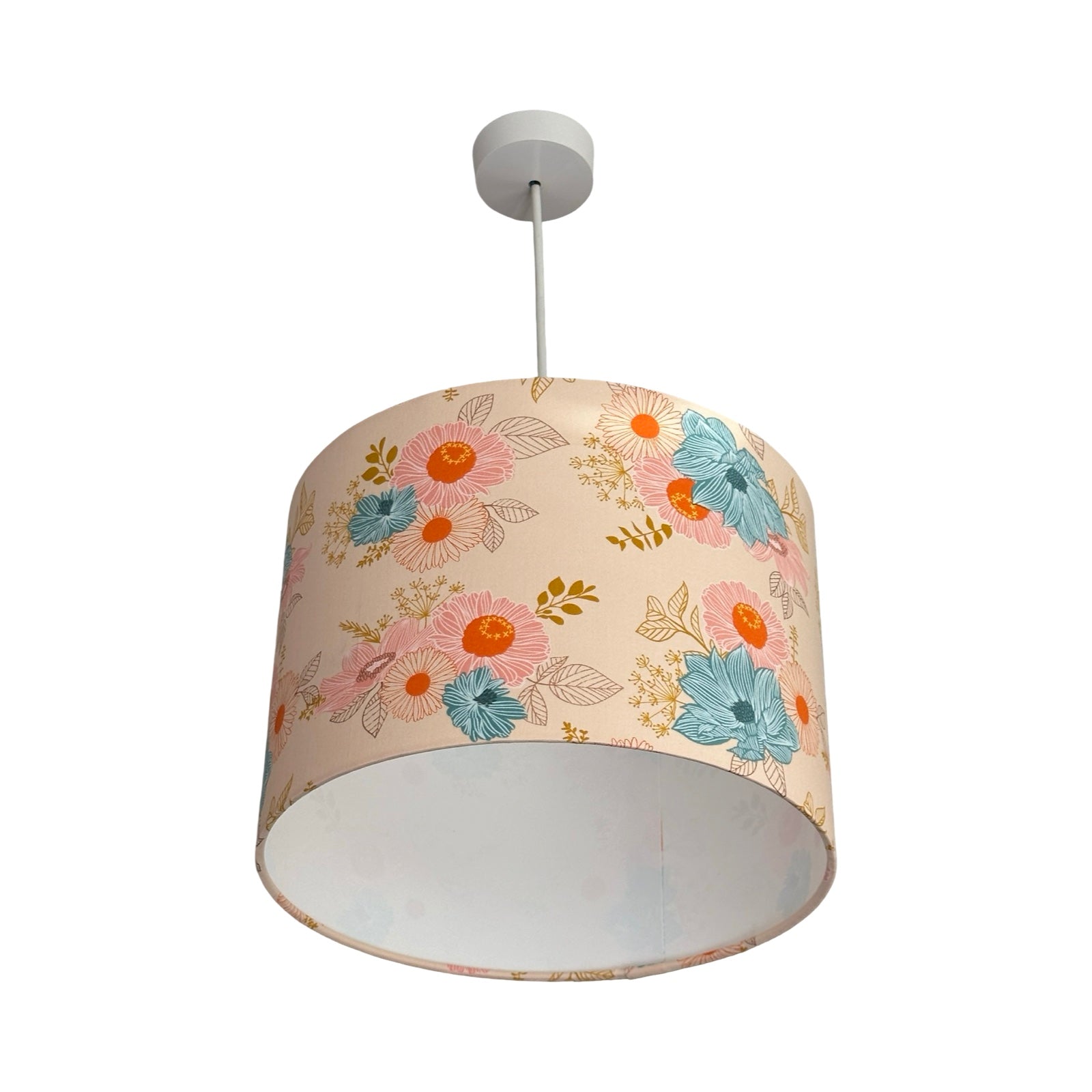 Cream Floral Drum Lampshade