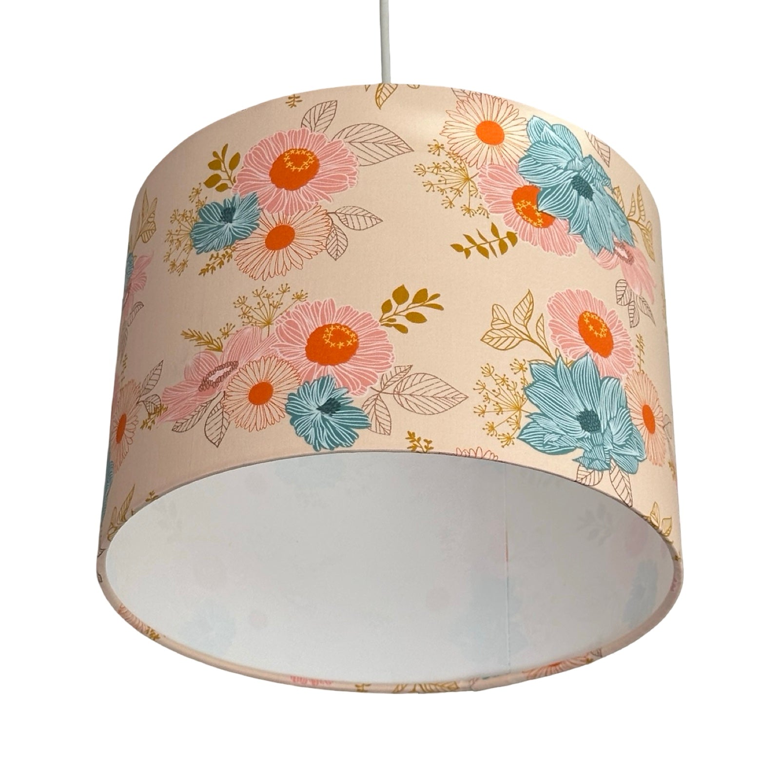 Cream Floral Drum Lampshade