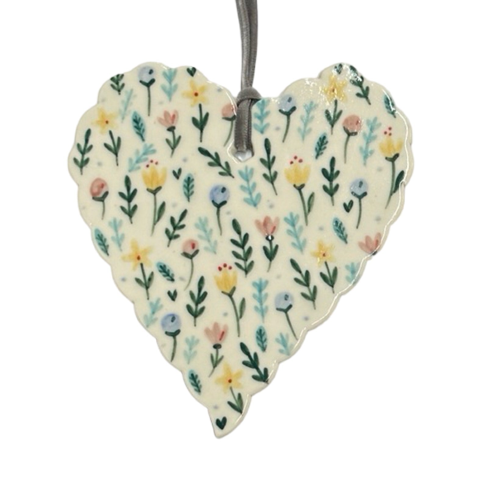 Cream Flowers Porcelain Heart