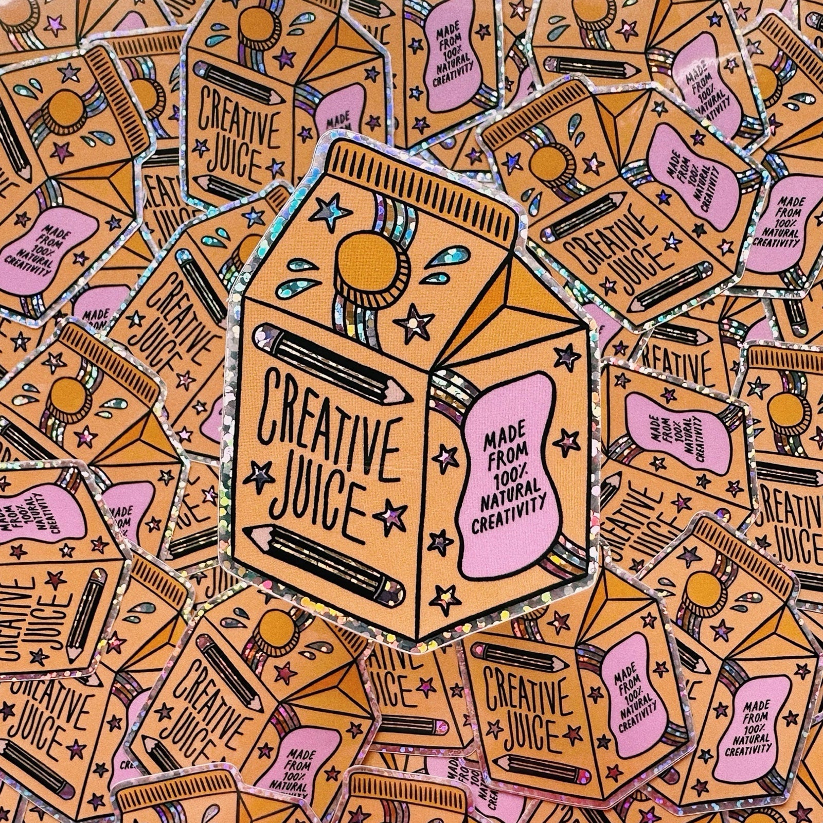 Creative Juice Box Glitter Vinyl Sticker