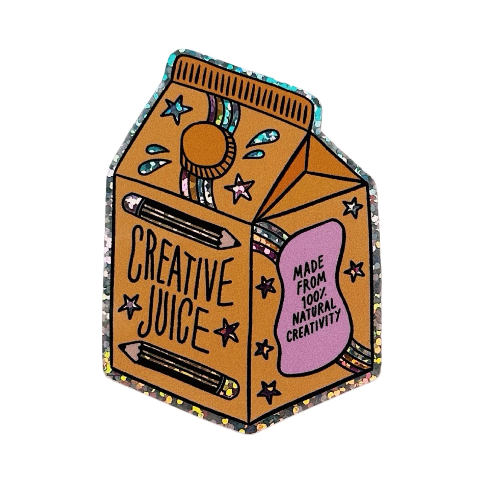 Creative Juice Box Glitter Vinyl Sticker