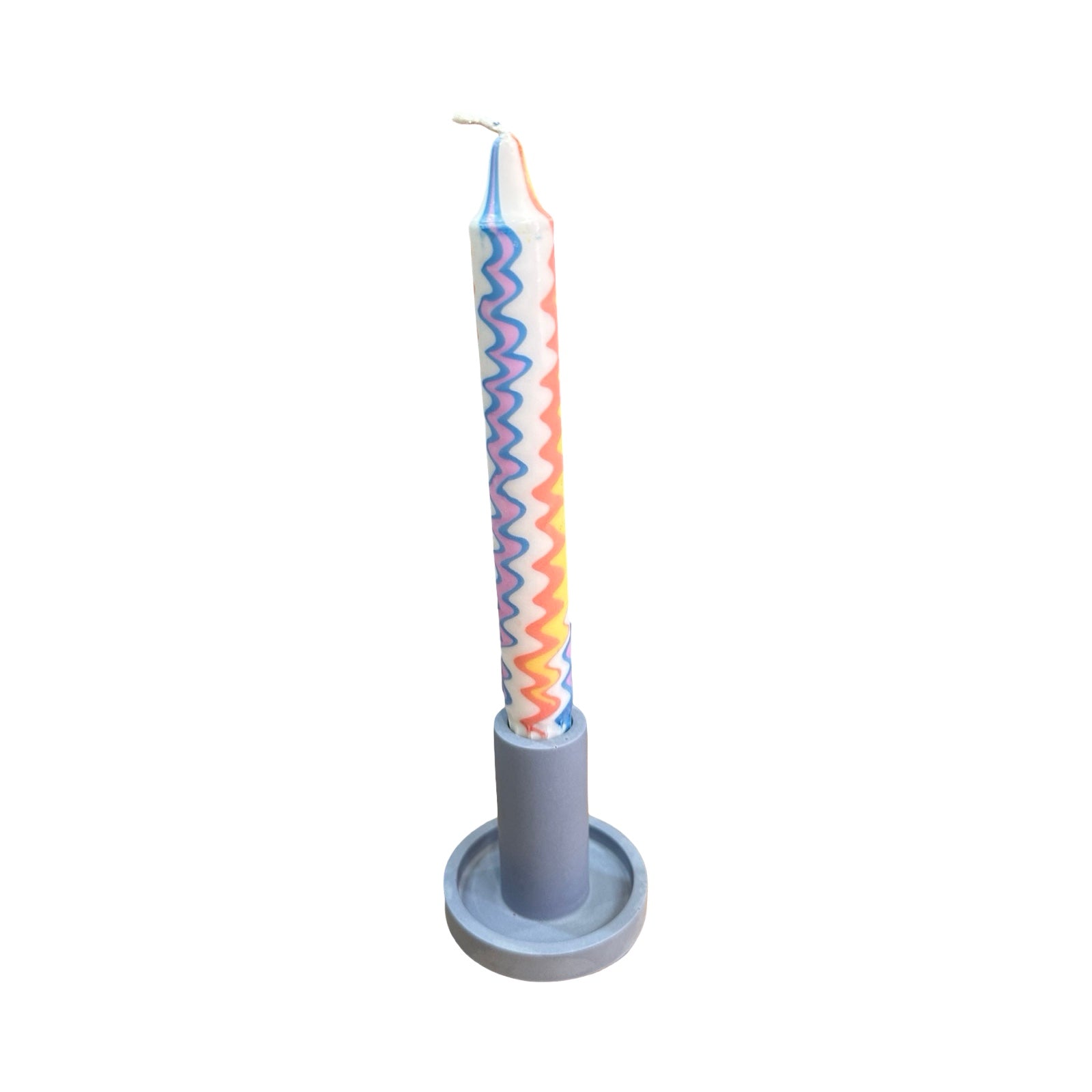 Multi Coloured Zig Zag Handmade Dinner Candle