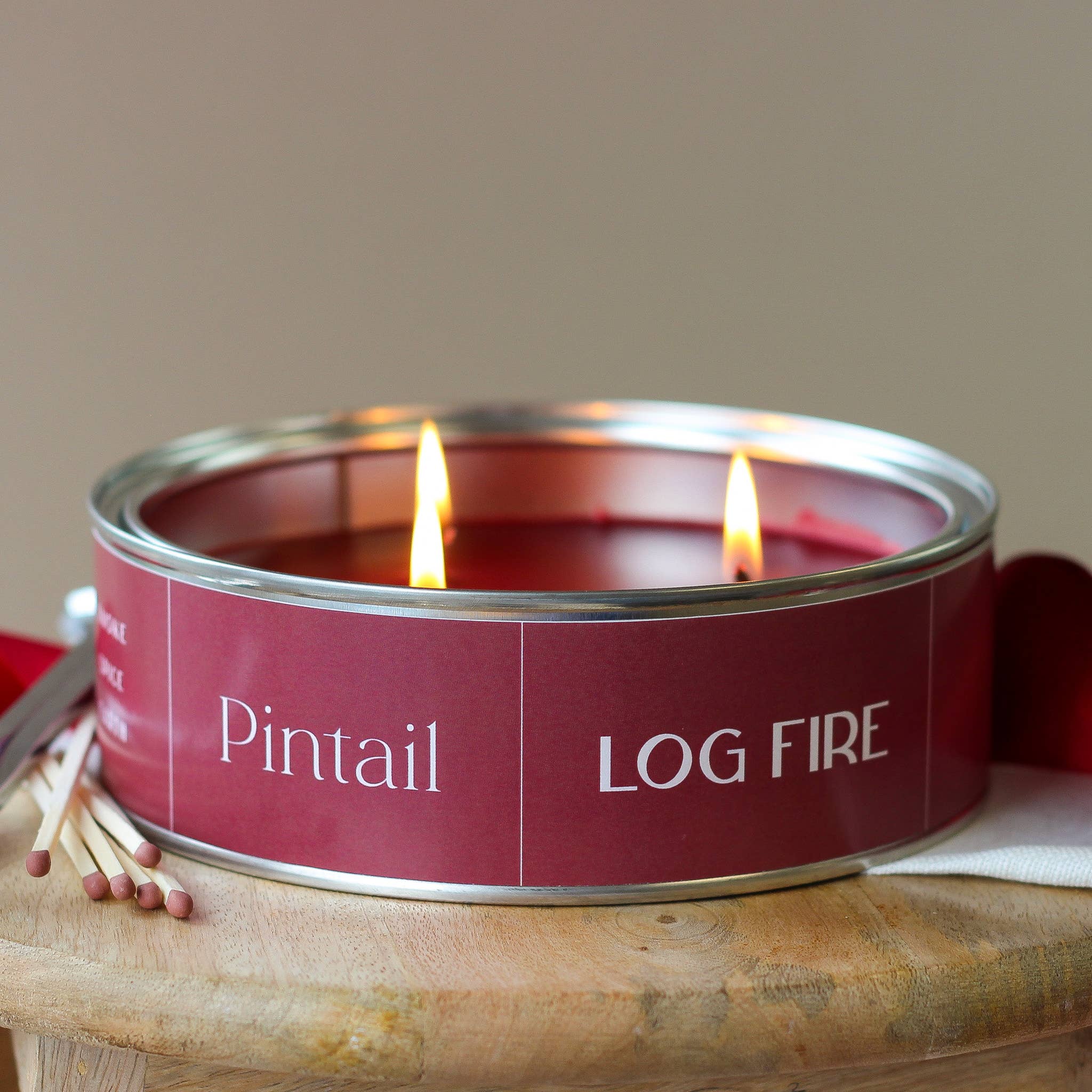Log Fire Triple Wick Candle