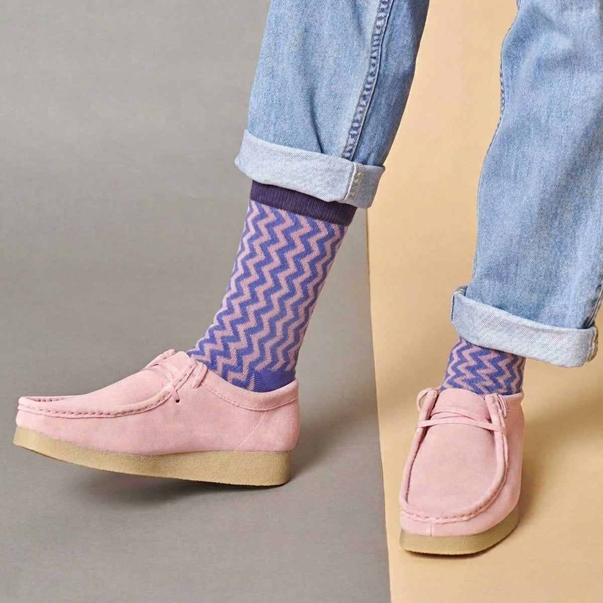 Pink Zig Zag Ladies Socks