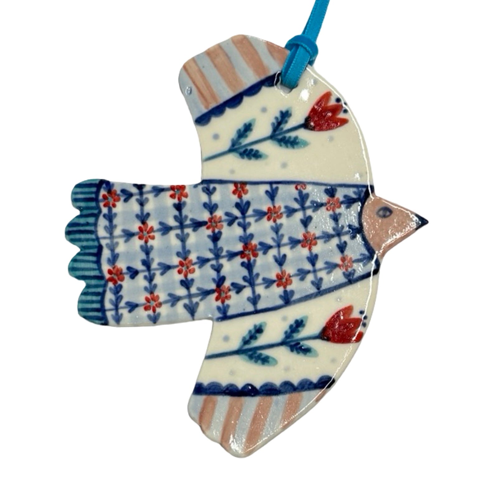 Daisies Porcelain Folk Hanging Bird