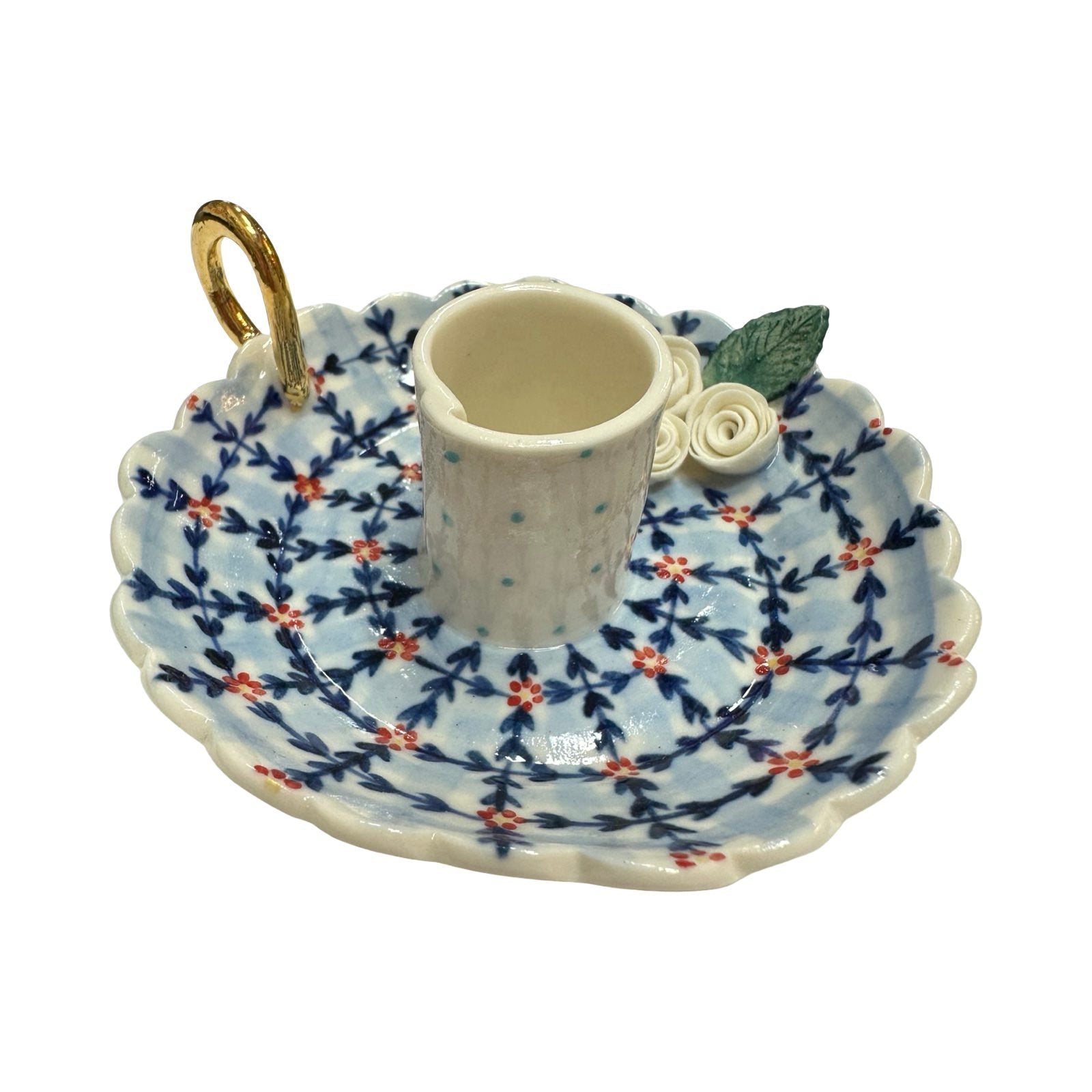 Daisy and Roses Porcelain Candle Holder