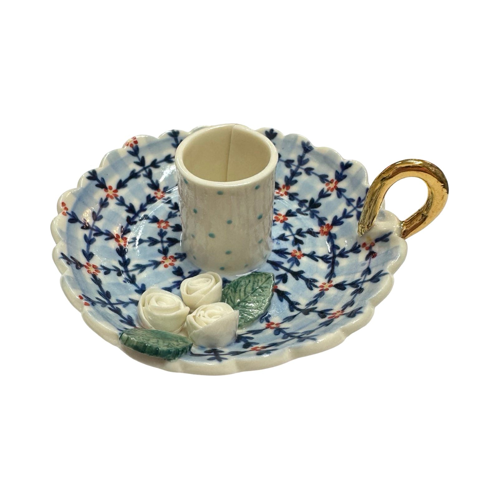 Daisy and Roses Porcelain Candle Holder